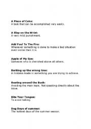 English Worksheet: Idioms