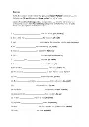 English Worksheet: excersice present perfect..and continuos
