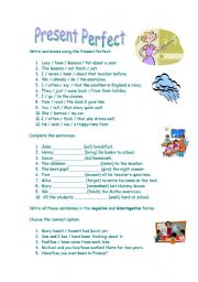 English Worksheet: Present Perfect exercises