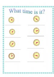 English worksheet: What time is it?