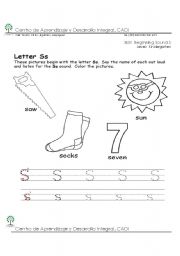 English worksheet: Beginning Sound S