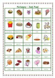 English Worksheet: Pictionary - Junk Food