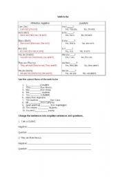 English worksheet: Verb to be