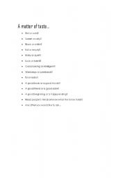 English Worksheet: a matter of taste
