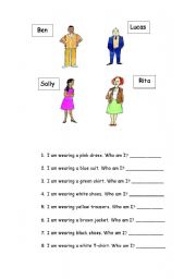 English worksheet: I am wearing