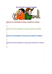 English Worksheet: Pen and Paper versus the Computer
