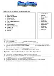 English worksheet: phrasal verbs