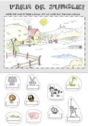 English Worksheet: Farm or jungle 1