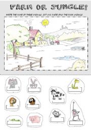 English Worksheet: Farm or jungle 1