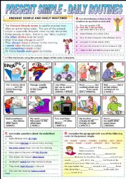 English Worksheet: PRESENT SIMPLE - DAILY ROUTINES