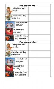 English Worksheet: Find Someone Who... PAST SIMPLE