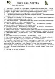 English Worksheet: Meat rie Trivia