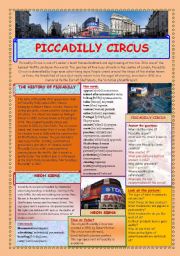 English Worksheet: PICCADILLY CIRCUS (2 PAGES)