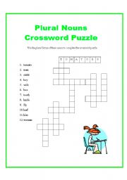 English Worksheet: Plural Nouns Crossword Puzzle