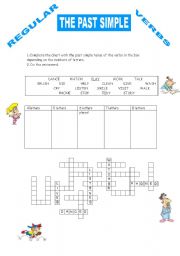 English Worksheet: the past simple regular verbs crossword