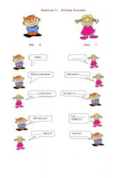 English worksheet: Filling dialogue