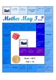 English Worksheet: Mother May I Board Game 