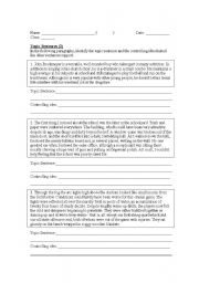 English Worksheet: Identifying Topic Sentence