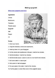 English Worksheet: Making Spaghetti