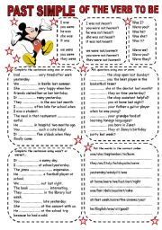 English Worksheet: PAST SIMPLE OF THE VERB TO BE (1)