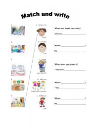 English worksheet: WAS/ WERE WITH ROOMS