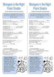 English Worksheet: Strangers in the Night [Sinatra] - LISTEN, FILL IN THE GAPS