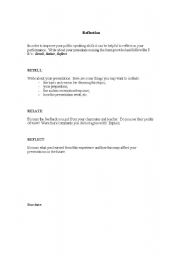 English worksheet: Self Reflection Log