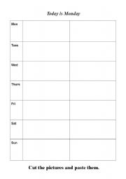 English Worksheet: Today is Monday cut and paste worksheet