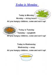 English Worksheet: Today is Monday Song chart