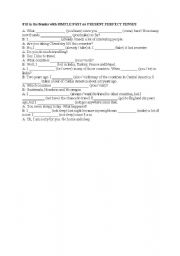 English worksheet: quiz on simple past and present perfect