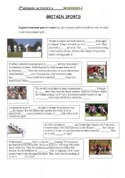 English Worksheet: british sports