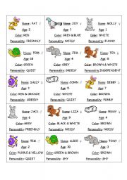 English Worksheet: little cards pets