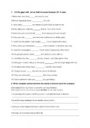 English Worksheet: so that