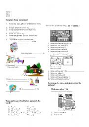 English worksheet: things in the house