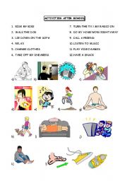 English worksheet: activities after school