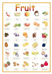 English Worksheet: FRUIT - PICTIONARY