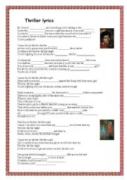 English Worksheet: Thriller lyrics