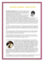 English Worksheet: Michael Jacksons biography