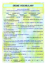 English Worksheet: CRIME VOCABULARY