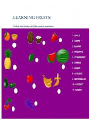 English worksheet: Learning about fruits