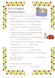 English Worksheet: Use of English paraphrasing and word formation