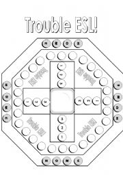 English Worksheet: Trouble ESL Board Game/ Game Board Black and White Version (with a touch of grey)