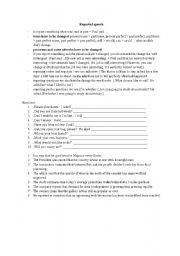 English Worksheet: Reported speech