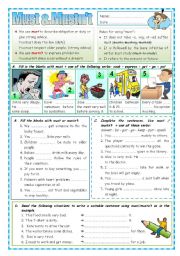 English Worksheet: Must & Mustnt