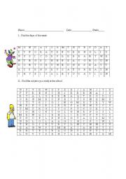 English worksheet: DAYS OF THE WEEK AND SCHOOL SUBJECTS