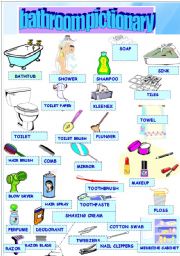 English Worksheet: bathroom pictionary