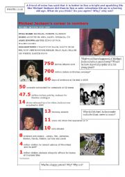 English Worksheet: Michael Jacksons career figures and facts