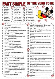 English Worksheet: PAST SIMPLE OF THE VERB TO BE (2) QUESTIONS AND SHORT ANSWERS