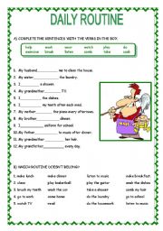 English Worksheet: DAILY ROUTINE