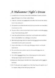 English Worksheet: A Midsummer Nights Dream Vocabulary Sentences